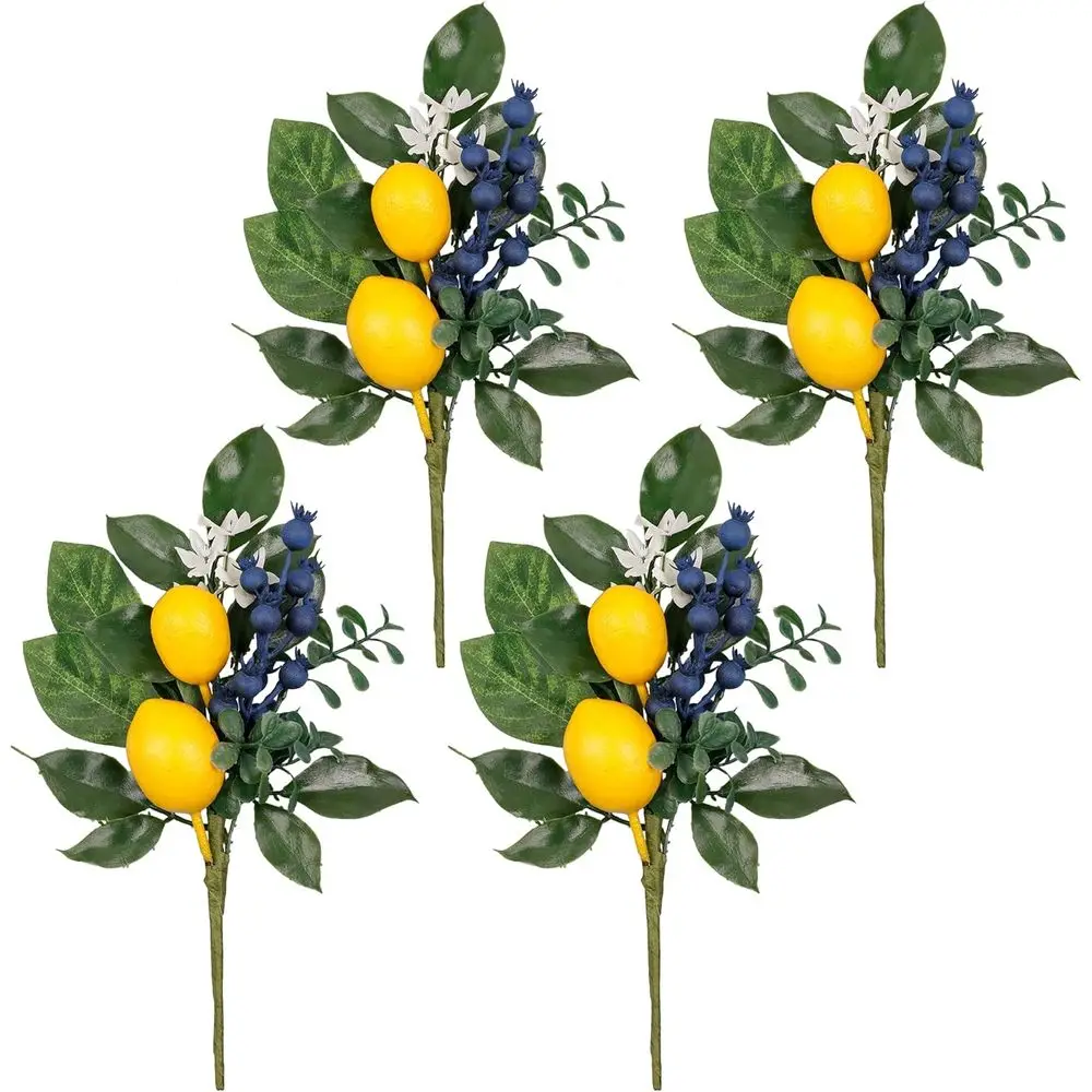 

12'' Lemon Blueberry Eucalyptus Leaf Summer Decor Picks for Home Vase Kitchen Table