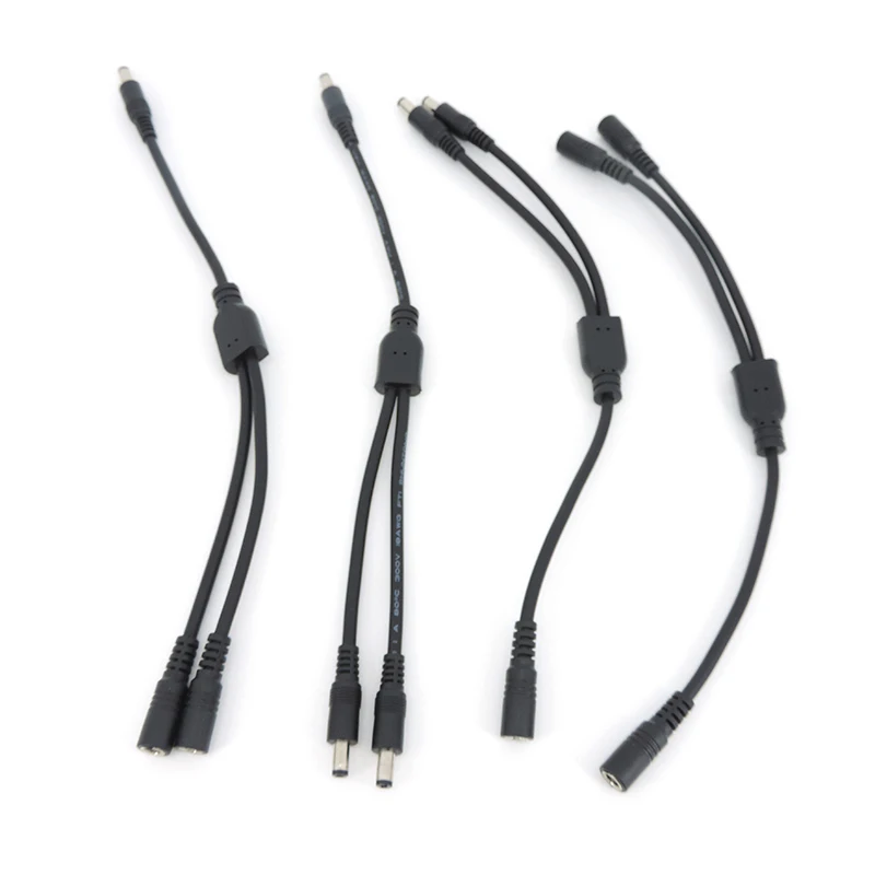 18awg 10A DC Power Cable1 to 2 way male female to 2 male female Splitter 5.5x2.1mm connector Plug extend CCTV Camera 5.5mm 12V