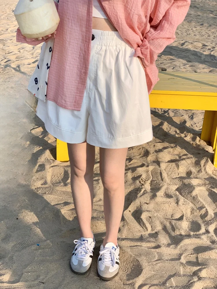 

Повседневная свободная женская футболка Rame, универсальная, простая, на одной пуговице, с эластичной резинкой на талии, летняя, фиолетовая, белая, черная