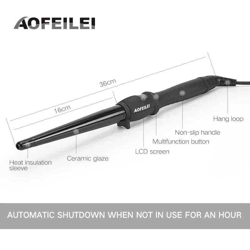 Aofeilei Ceramic Cone Hair Curling Iron Big Waver Electric Curl Hair Curlers with Gloves Cone Shape Hair Styling Tool