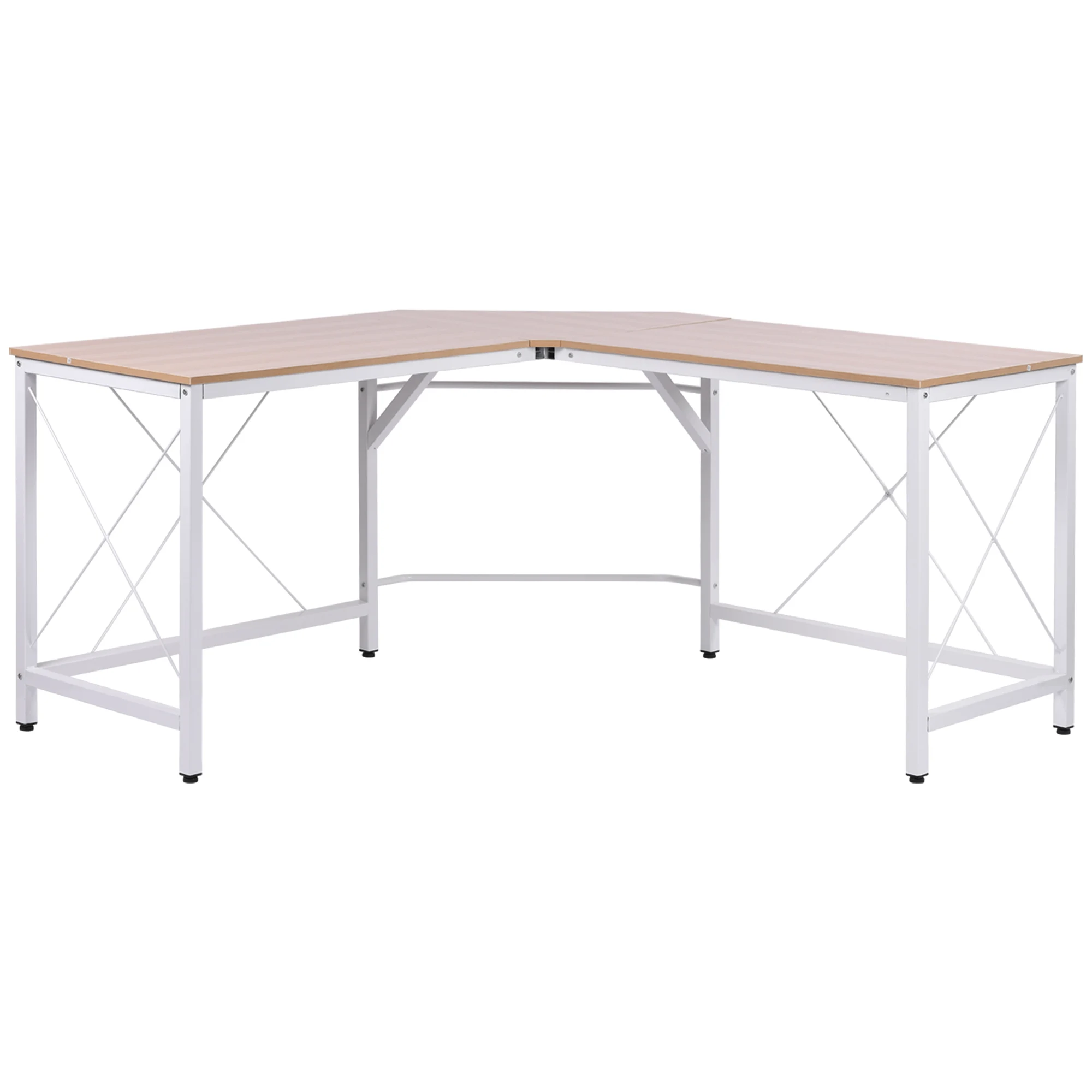 HOMCOM Computertisch L-Form Eckschreibtisch Winkelschreibtisch Natur/ Schwarz