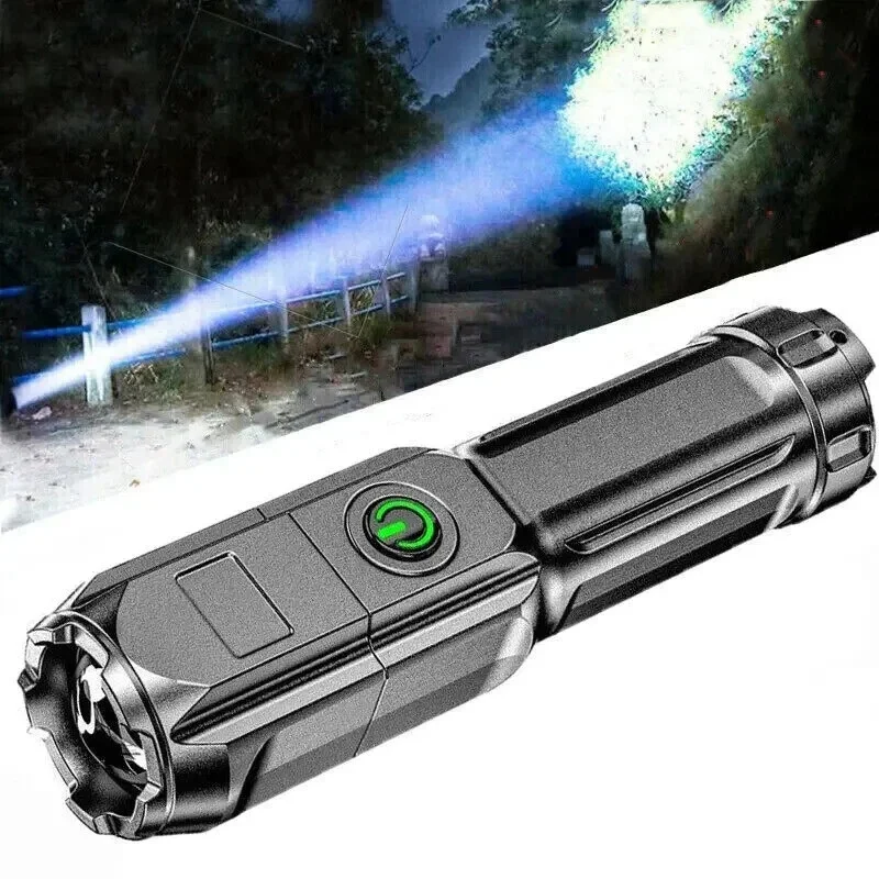 Multifunctional Flashlight Battery USB Rechargeable Light Telescopic Zoom Torch Lamp For Outdoor Camping Fishing Hiking Lantern