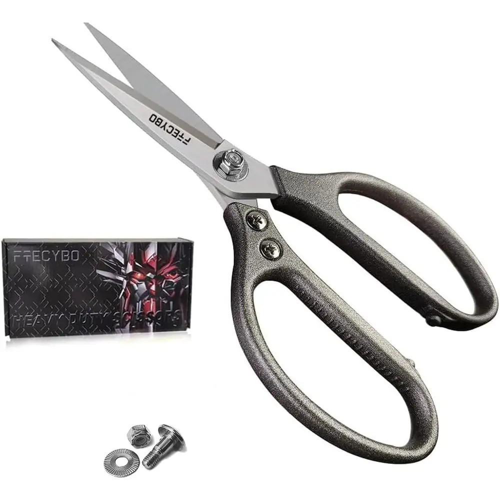 

8.5 Heavy-Duty Leather-Handled Scissors with Reinforced Stainless Steel Blades for Cutting Various Materials