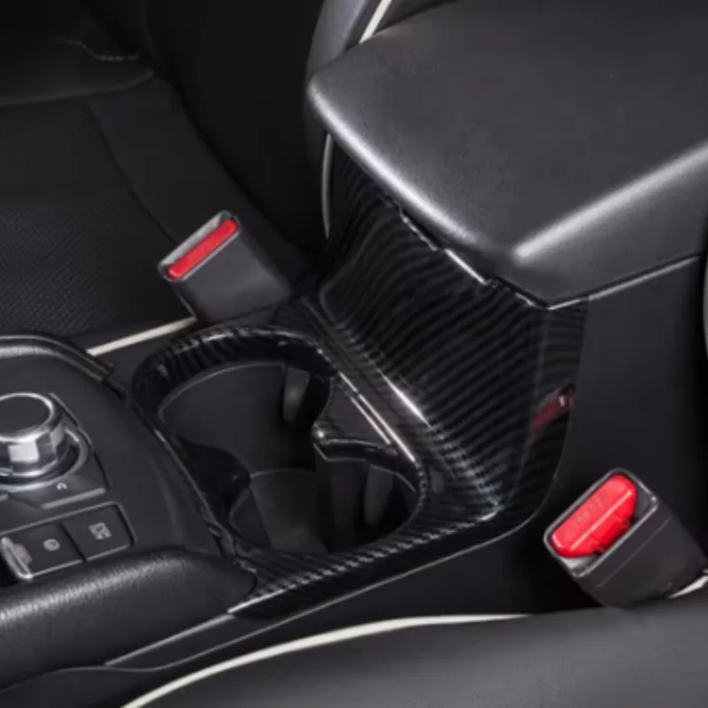 

Front Seat Water Cup Bottle Drinks Holder Decor Panel Cover Trim For Mazda CX5 CX-5 KF 2017 - 2023 Carbon Fiber Look Accessories