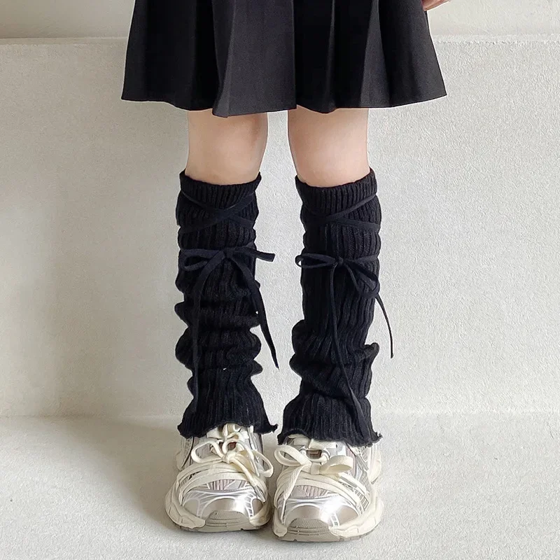 

Children's Leg Warmers Autumn and Winter Lolita Lace Bow Knit Socks Baby Girl Warm Foot Covers Cute and Sweet Long Socks