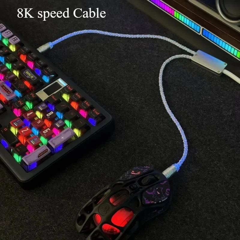 

8K Speed TYPE-C Keyboard and Mouse Cable One-drag-two Mouse Receiver Data Cable RGB Gaming Accessories
