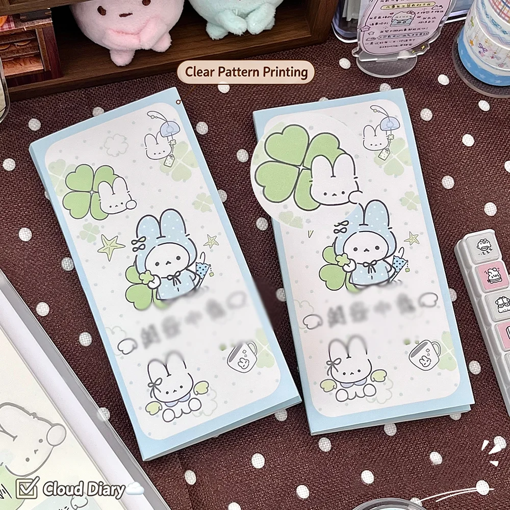 Lucky Rabbit Three fold Memo Book Clover Memo Book Hand Account Collage Material Portable Notebook