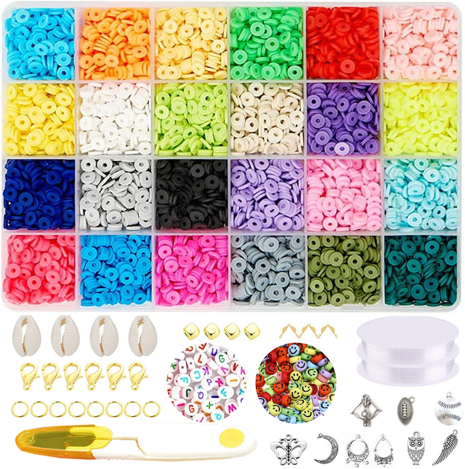 6mm Clay Beads For Jewelry Making Kit Set Diy Flat Jewelry Beads Kit To Make Charms Bracelets And Necklaces Jewelry Making Beads