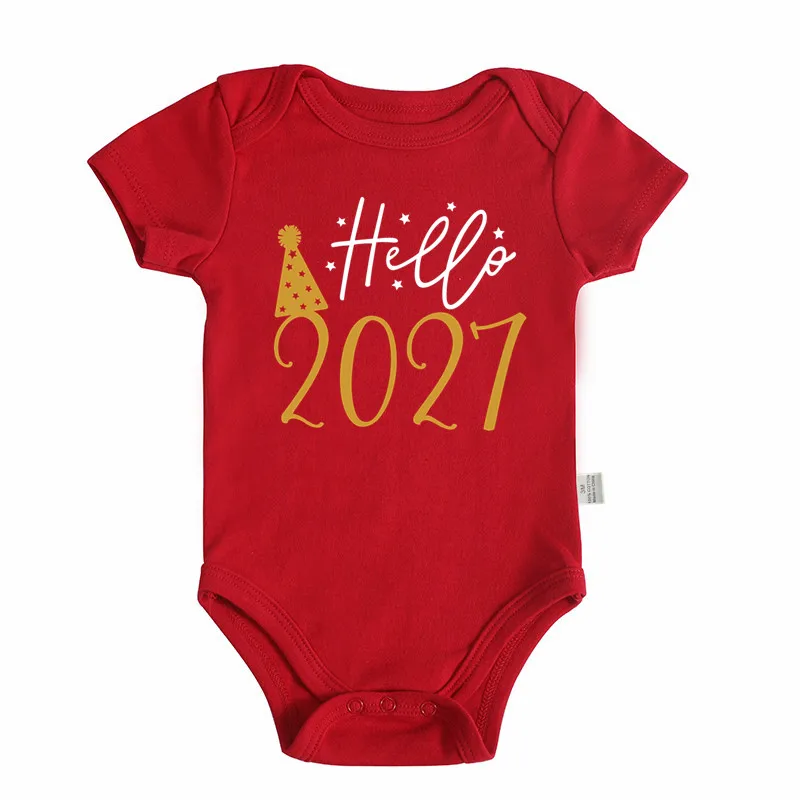 Hello 2027 Newborn Baby Bodysuit Cotton Short Sleeve Infant Rompers Body Baby Boys Girls New Year Ropa Clothes Christmas Gift image 2