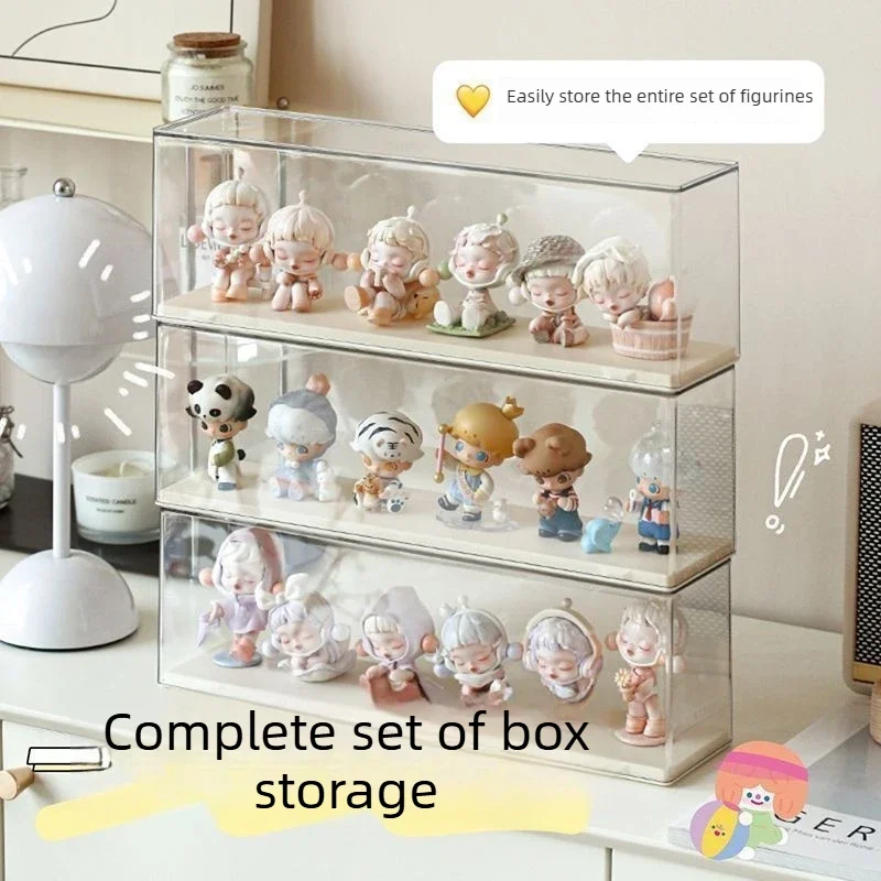 3pcs Storage Box Figurines Dolls Display Shelfacrylic Transparent Display Cabinet Dustproof Storage Model Show Box Organization