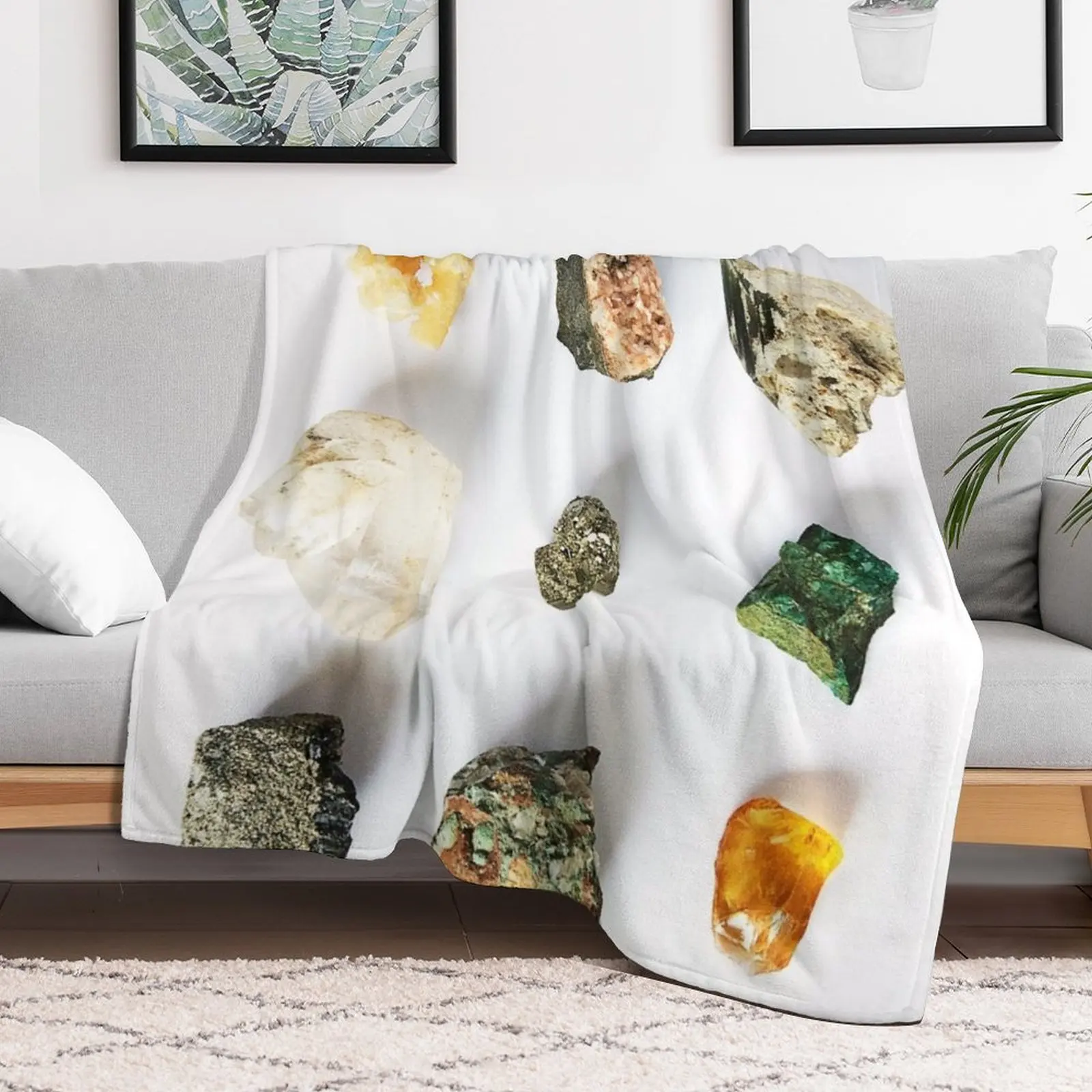 New Geodes Minerals Gems Stones Throw Blanket Flannel Designers Blankets