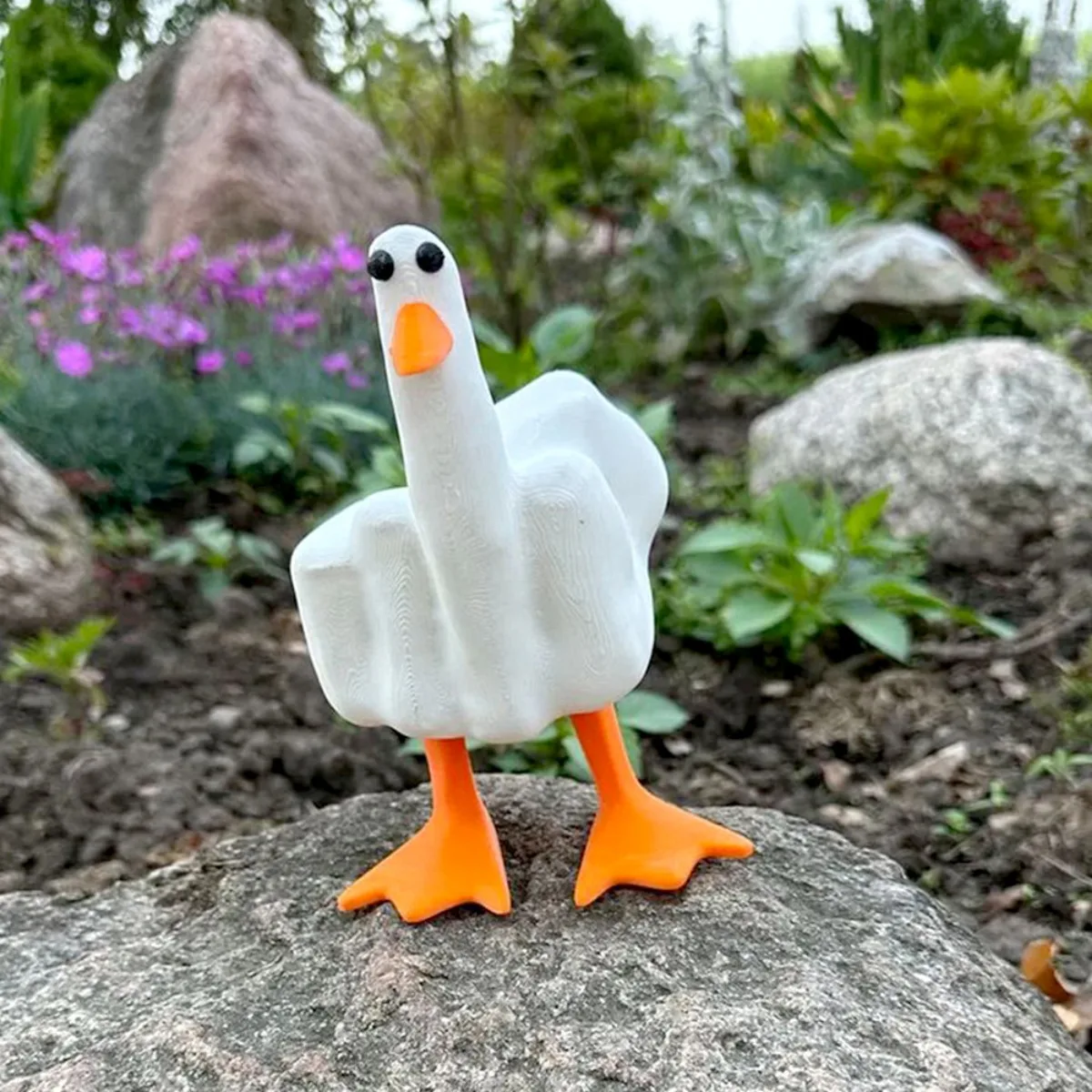 Middle Finger Duck You Figurine Statue Resin Funny Duck for Desk Office Garden Duckling Joke Prank Gag Quirky Gift for Guys Men