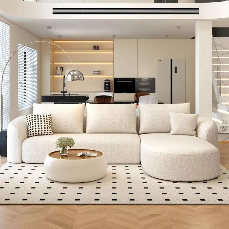 

Luxury modern curved backrest fabric sofa simple and comfortable L-shaped boneless cloud sofa suitable for living room