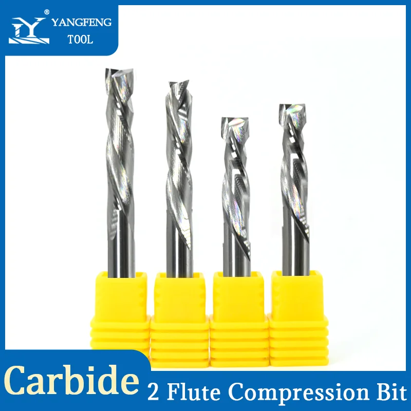 3.175/4/6mm Shank Compression Milling Cutter Up & Down Cut 2 Flute Spiral Carbide End Mill CNC Woodworking Router Bits