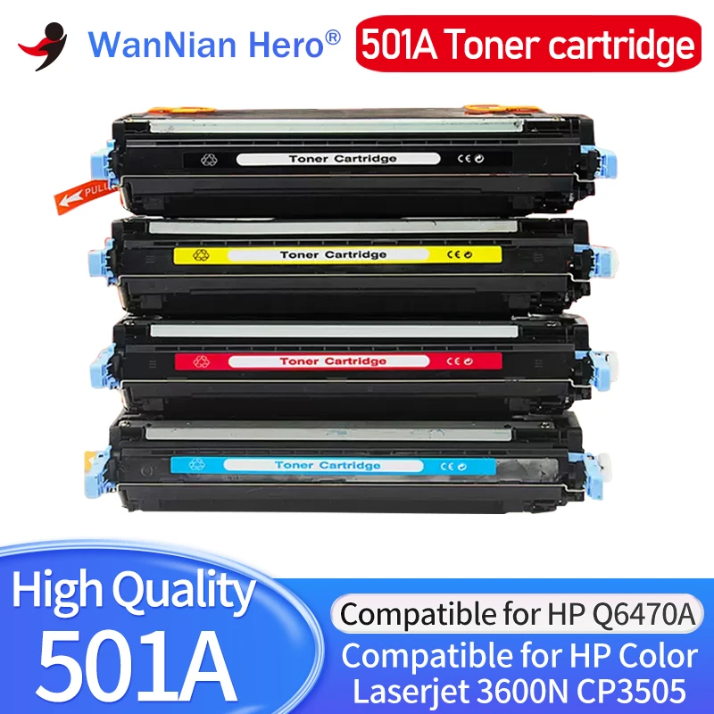 Cartouche de toner 50l'autorisation 50pipeline 503A 504A, compatible pour HP document Laserjet 3600N CP3505 Q6470A Q647l'autorisation Q647pipeline Q6473A