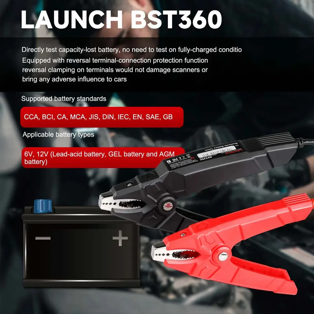 LAUNCH X431 BST360 Test Battery Analyzer BST-360 6V 12V Voltage Battery Tester Charging For X431 V/V+/PRO3S+ Adnroid / IOS Phone