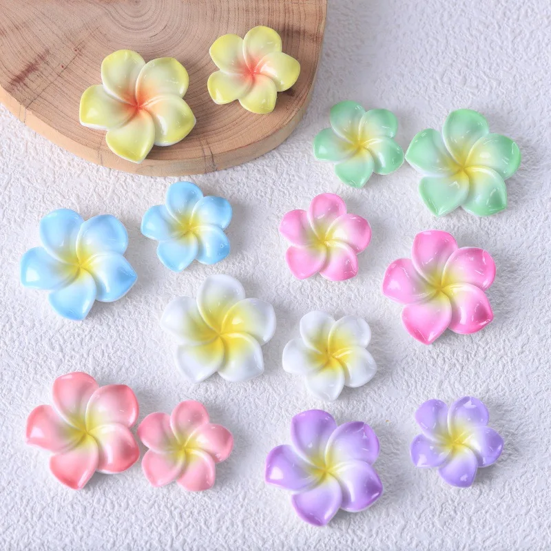 10pcs Mini Beautiful Plumeria Resin Flower Summer Five Petal Flower Miniature Model Sand Table Decor Craft Ornament Accessoriess