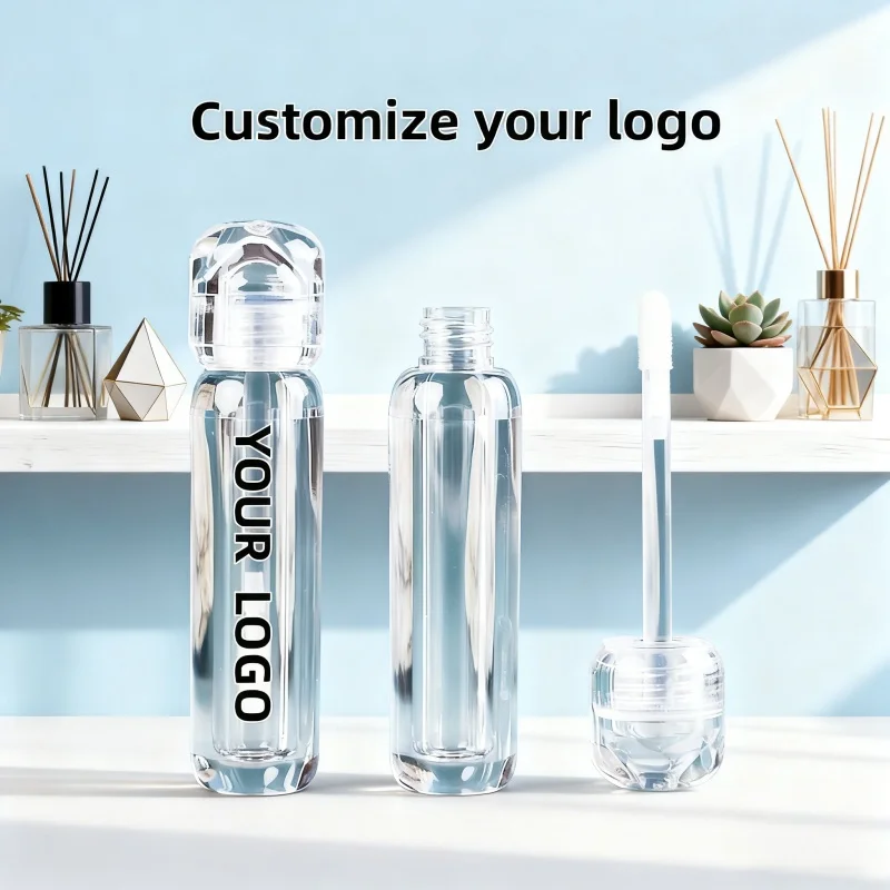 

【На заказ логотипа】50 шт. индивидуальные 3 мл круглая головка полностью прозрачный тюбик для блеска для губ и подходящая бумажная коробка косметический упаковочный материал