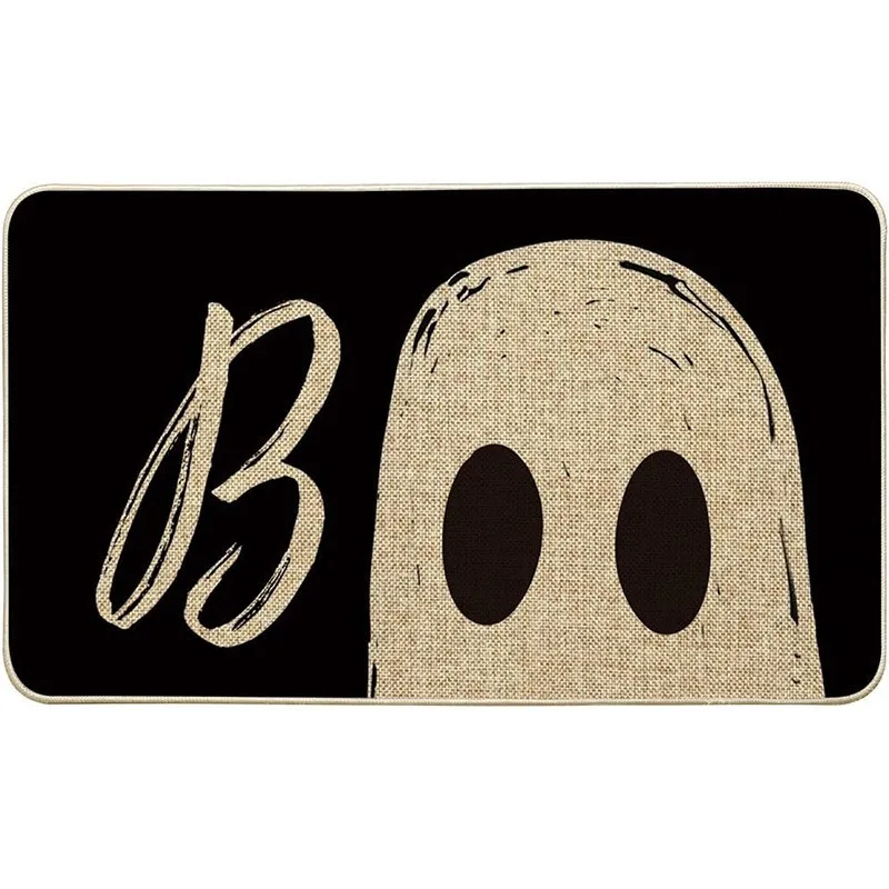 Spooky Green Boo Letters Pumpkin Eyeball Halloween Doormat Non Slip Entrance Rug For Creepy Trick Or Treat Decor Gift