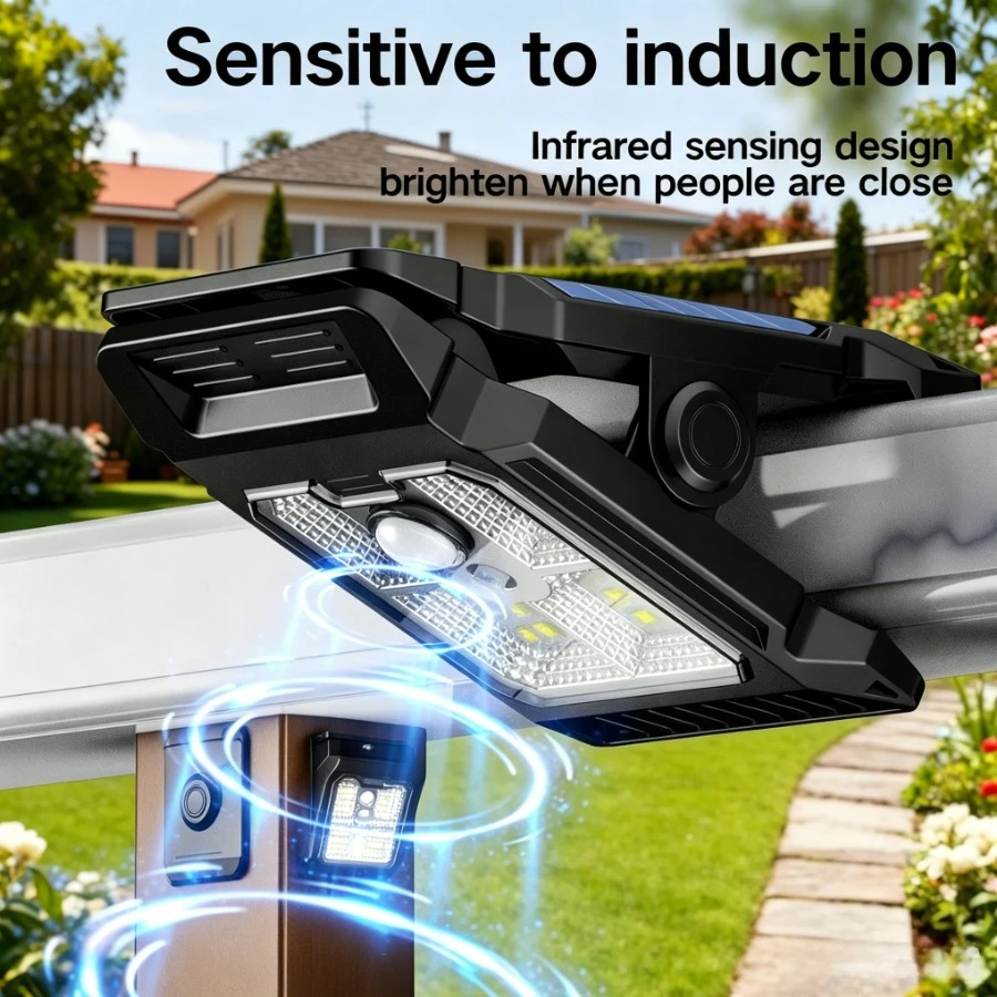Super Bright Solar Powered Clip on Light Waterproof Outdoor Garden Lamp Motion Sensor Wall Lighting for Courtyard Fence Decor