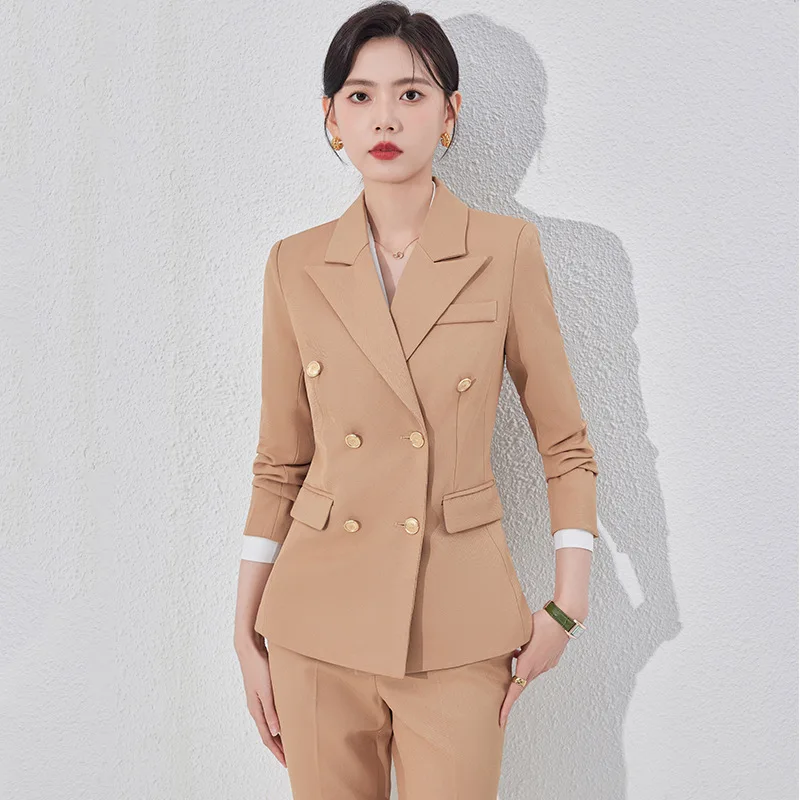 2024Autunno Inverno delle nuove donne professionali High-end doppiopetto manica lunga Set completo di pantaloni formali da lavoro di moda