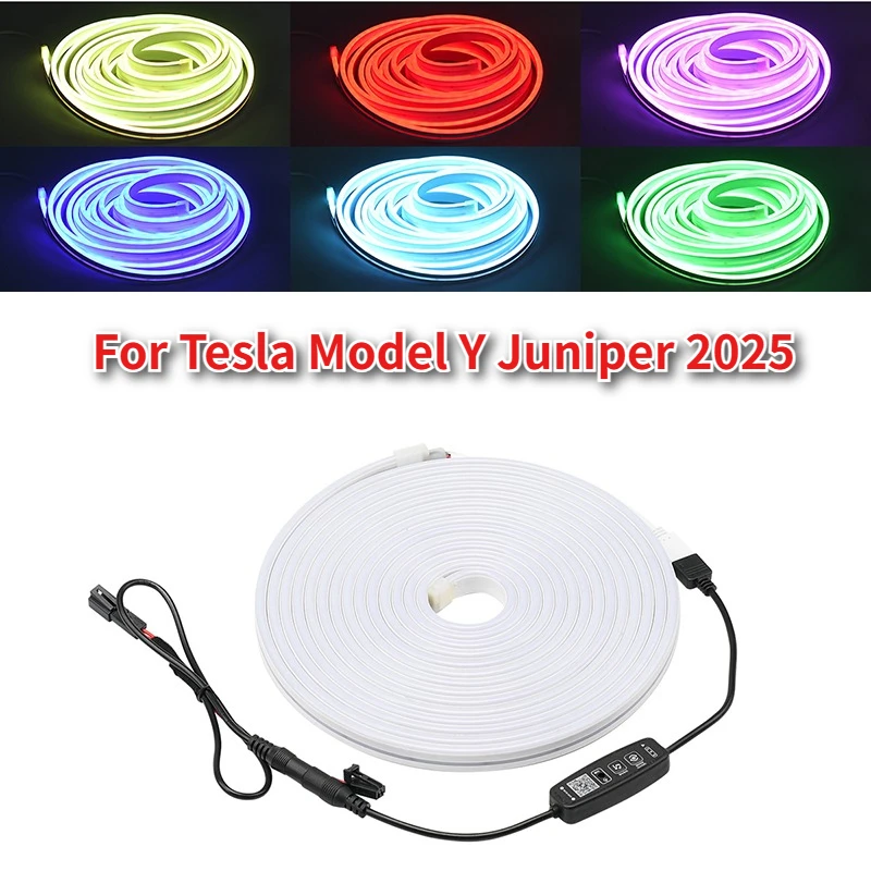 LED Car Trunk Lighting Strip with Cigar Magnetic Induction Modified Decorative Light for Tesla Model Y New Electric Vehicles