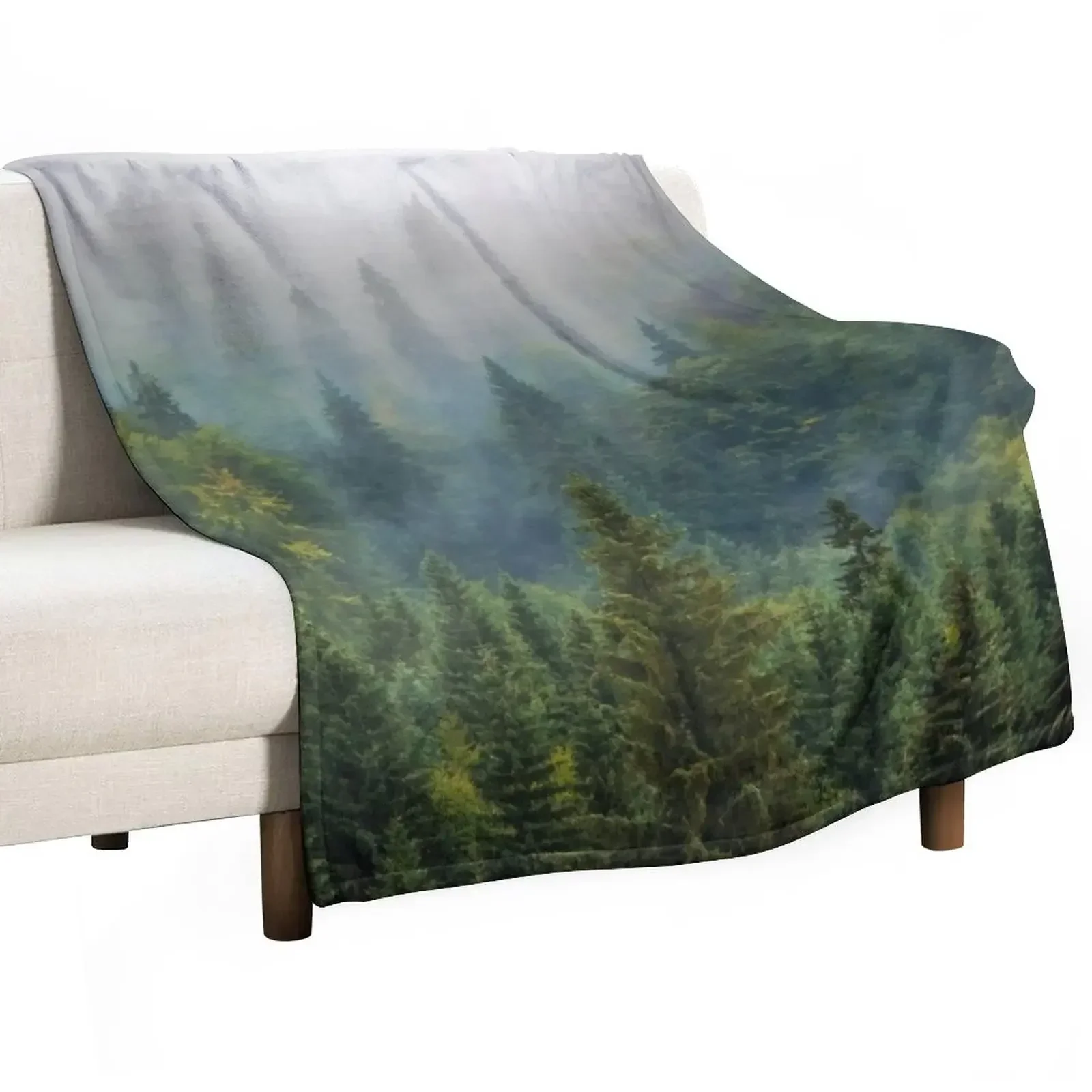 

Forest and Fog 03 Throw Blanket wednesday Flannels Camping Blankets