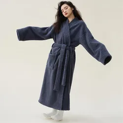 New Coral Velvet Sleepwear Robe Warm Autumn And Winter Thicken Dressing Gowns For Women Bathrobe Hot Fleece Home Wear Robes