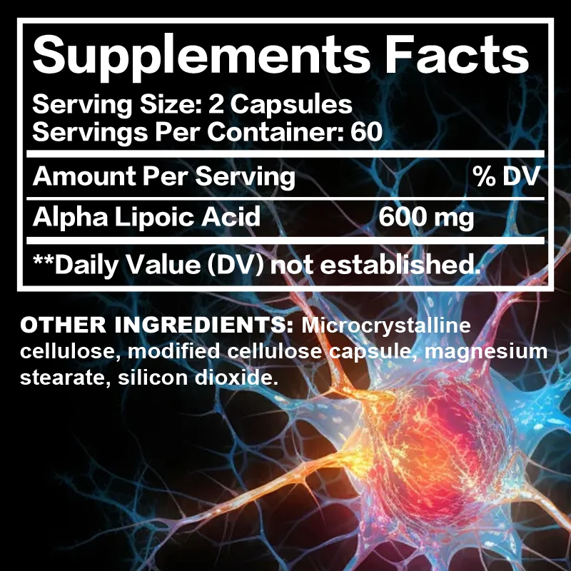 Alpha Lipoic Acid 600mg - Promotes Neurological Health, Powerful Antioxidant for Brain and Heart Health