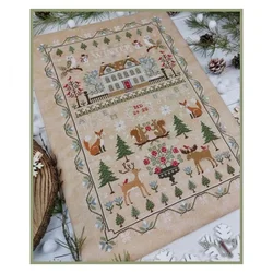 Amishop Gold Collection Zestaw do haftu krzyżykowego Winter Christmas Forest Castle Zwierzęta Dom DIY Haft