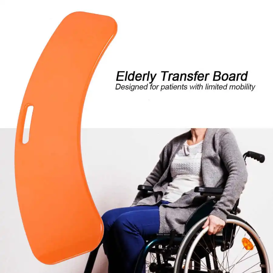 

Elderly Transfer Board Transferring Board for Wheelchair Users Orange Average Size Injuries Curved Transfer Board