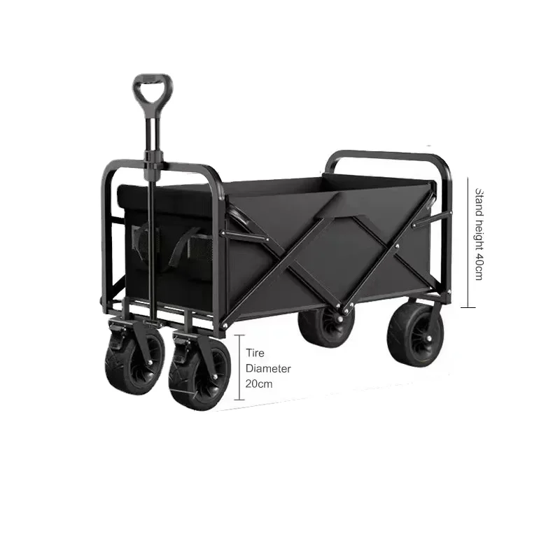 Outdoor Camping Portable Trolley Stalls Picnic Wagon Garden Carts Foldable Table Board Hand Pushing Trailer