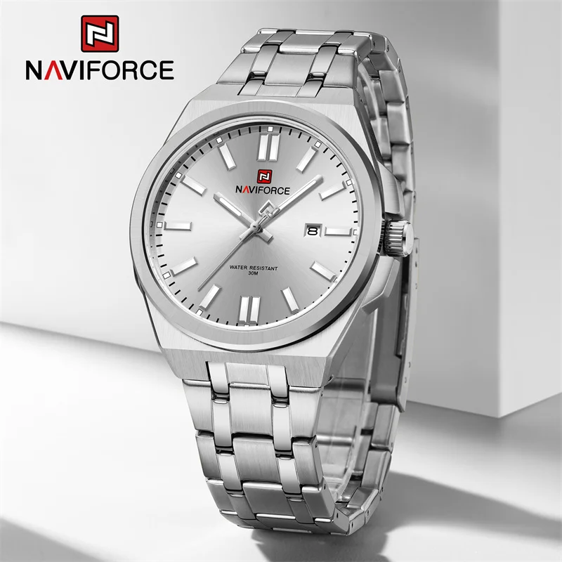 

NAVIFORCE Brand Luxury Men Watch Waterproof Stainless Steel Business Quartz Wristwatches Sport Luminous Date Clock Reloj Hombre