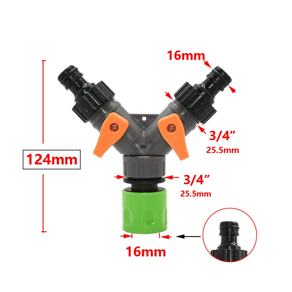 3/4 Inch 2/4-Way Garden Hose Splitter Garden Tap Y-Type Watering Connector Distributor for Outdoor Faucet