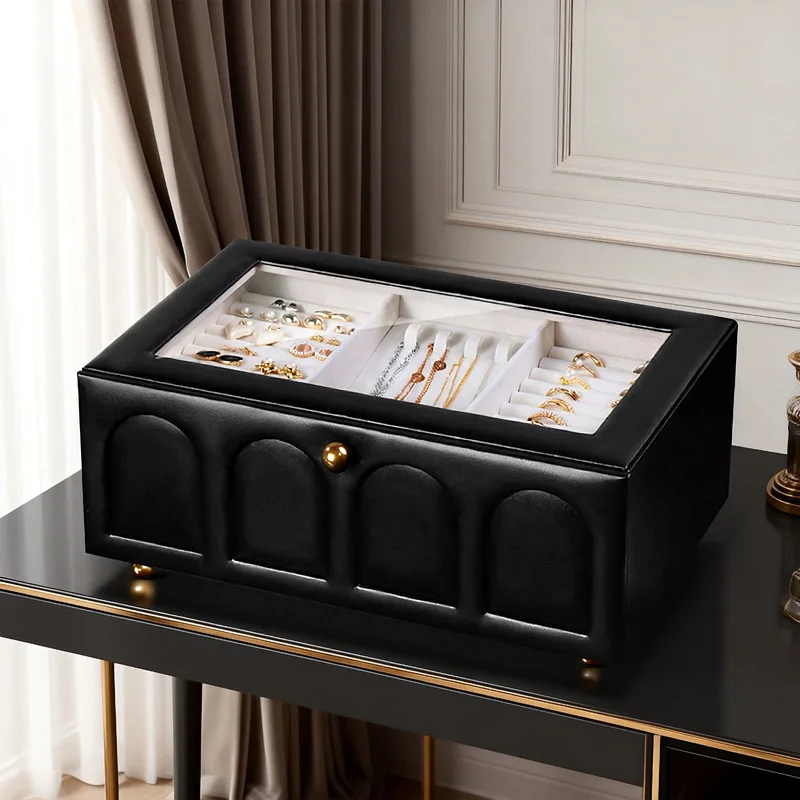 

Mutihome 2026 French Minimalist Retro Home Storage Boxes Cosmetic Box Ring Necklace Bracelet Large Capacity Jewelry Box