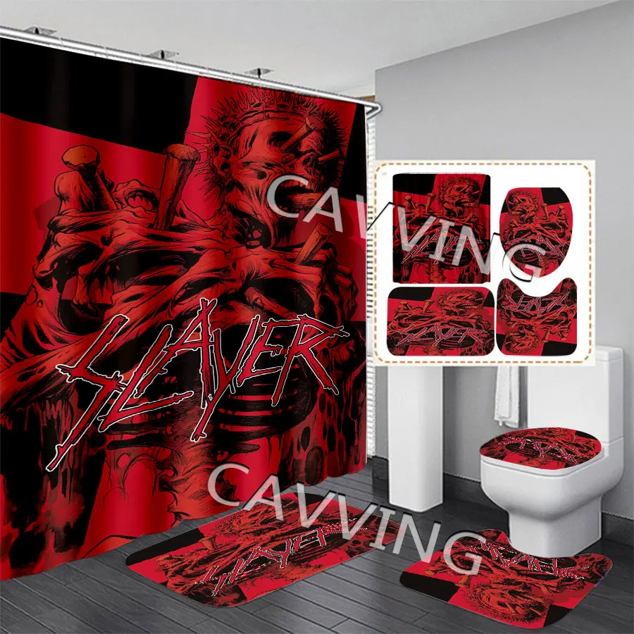 SLAYER  Band 3D Printed  Shower Curtains Waterproof Bathroom Curtain Anti-slip Bath Mat Set Toilet Rugs Carpets   F06