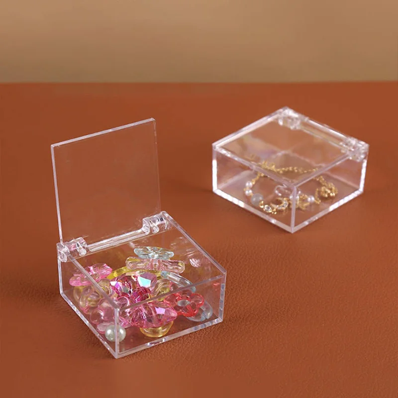 Transparent Acrylic Boxes Square Flip Cover Dustproof Storage Box Chocolate Candy Biscuit Headwear Jewelry Case Party Gifts Box