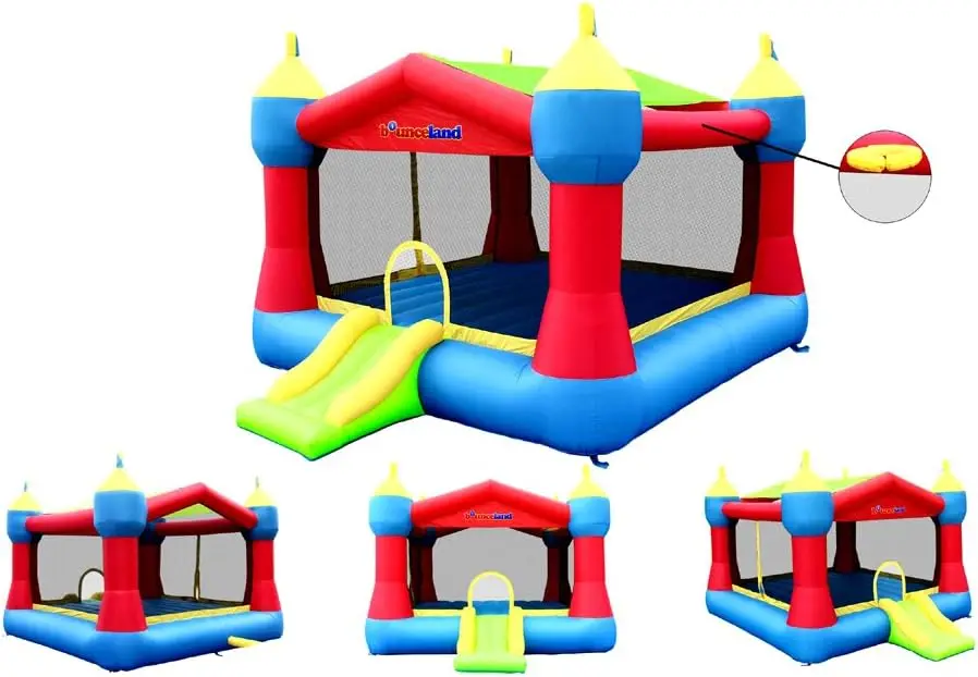 Inflatable Party Castle Bounce House Bouncer, 16 ft L x 13 ft W x 10.3 ft H, Basketball Hoop, Removable Sun Roof