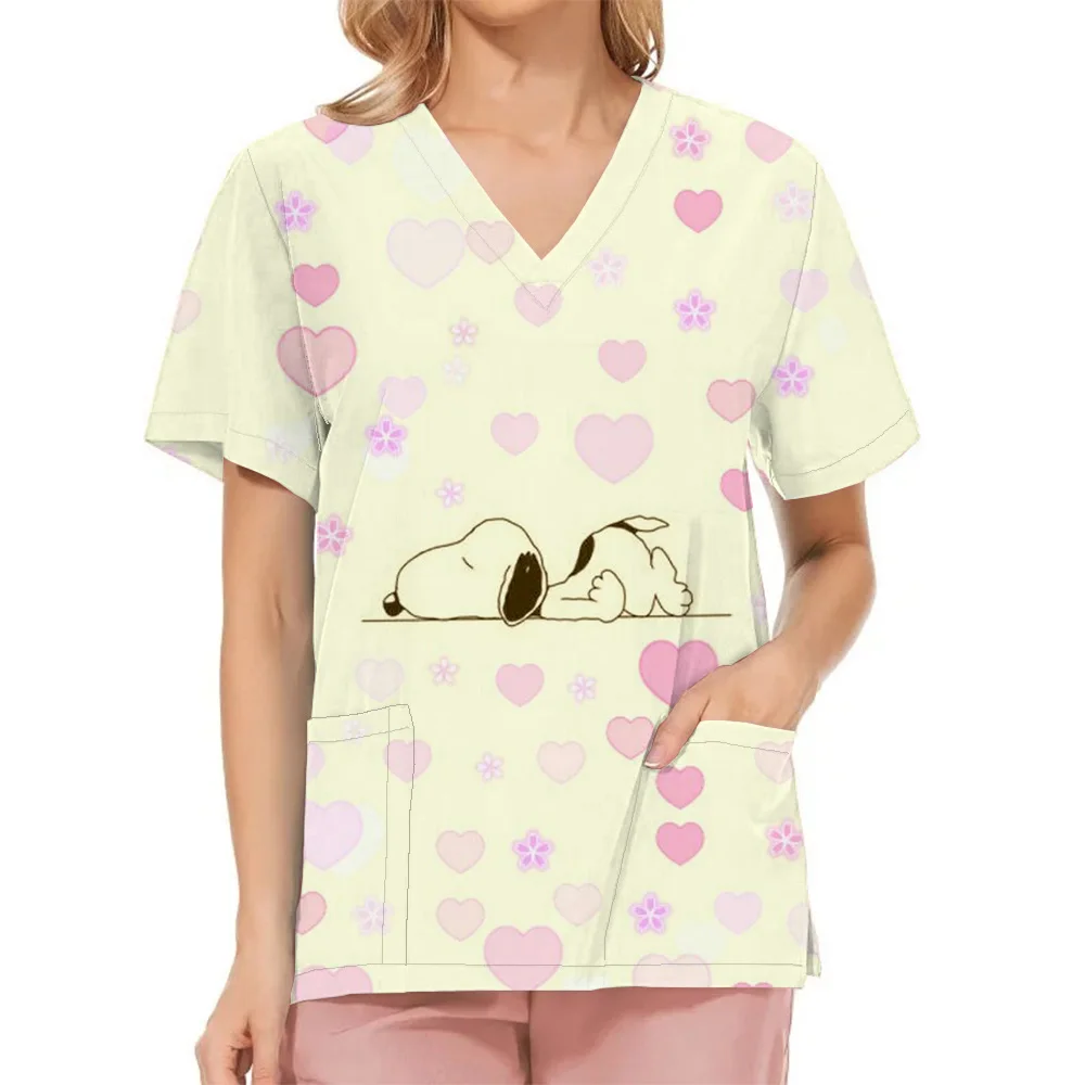 Uniforme d'infirmière à manches courtes pour femmes, uniforme de travail imprimé SnoAmendments, chemisier de poche, uniformes médicaux, accessoires