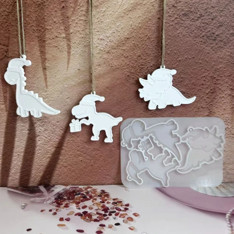 Dinosaur Pendants Christmas Ornament Handmade Cement Gypsum Silicone Mold Decorative Craft Project For Holiday Homes Decors Y5GB