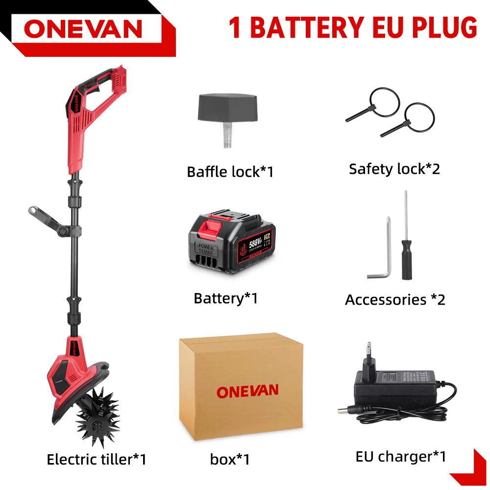 ONEVAN 36000 RPM Elektrische Helmstok Cultivator Grasmaaier Rototiller Voor Bodem Teelt Tuin Gereedschap Fit Voor Makita 18 V batterij Pin