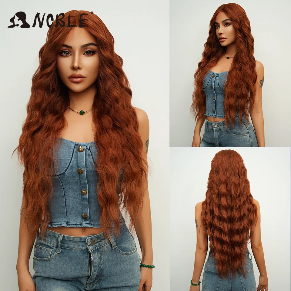 

Noble Synthetic Lace Wig Cosplay Wigs 30 Inch Long Deep Wavy Ombre Blonde Ginger Lace Wigs For Women Lace Wig Heat Resistant