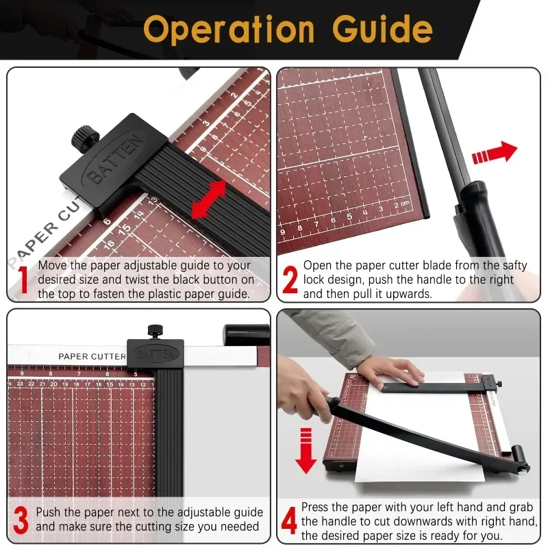 A4 Paper Cutter Guillotine Paper Cutter 30.5cm Cutting Heavy Duty Paper Slicer with Safety Blade Lock for Cards