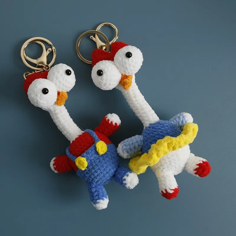 

Забавные брелки с длинным воротником и курицей, вязаные крючком, ручная работа, милые брелоки с цыпленком, брелок с куклой из мультфильма, оптовая продажа