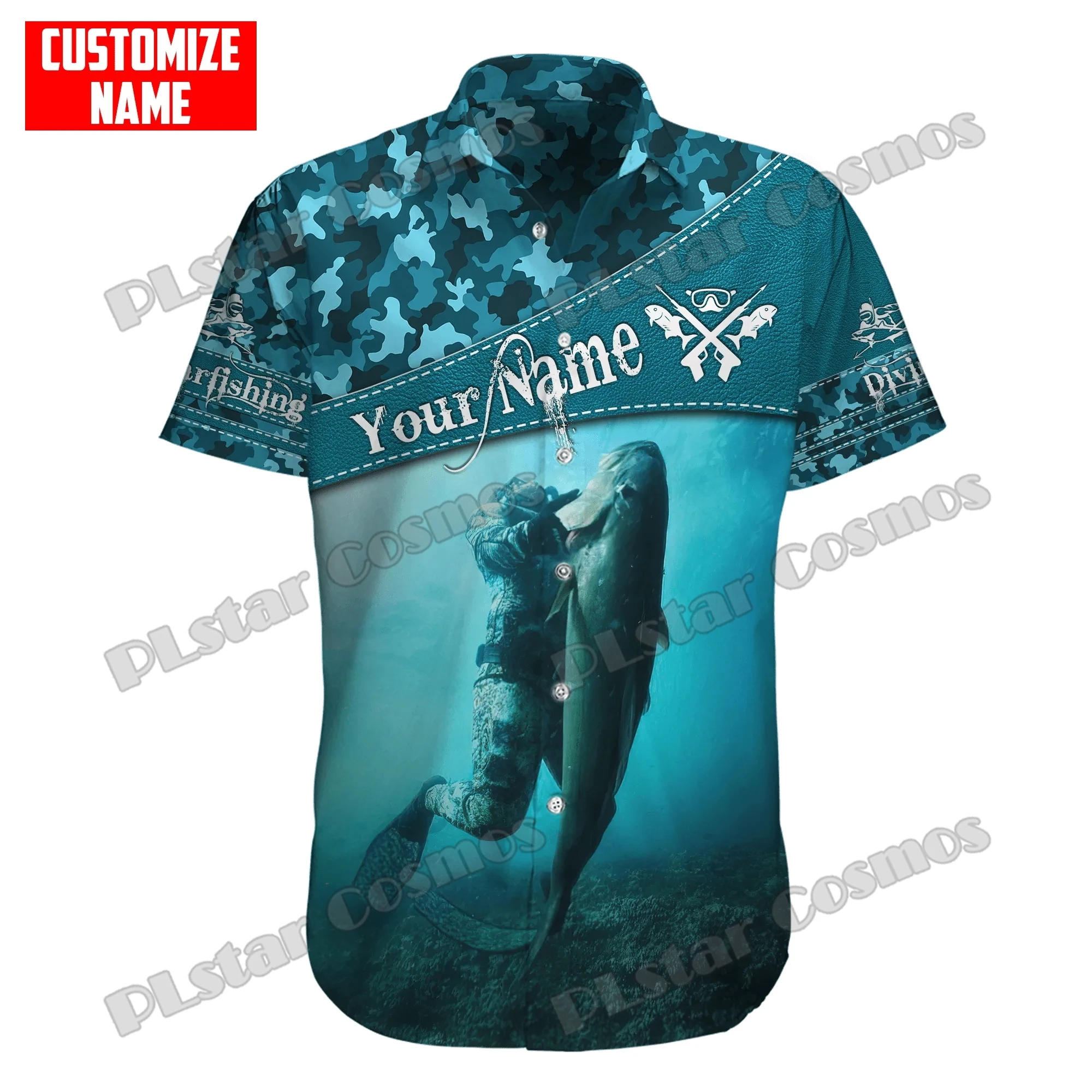 

Customized Name Scuba Diving 3D Printed Fashion Men's Hawaiian Shirt Unisex Summer Casual Short Sleeve Button Down Shirts CY-43