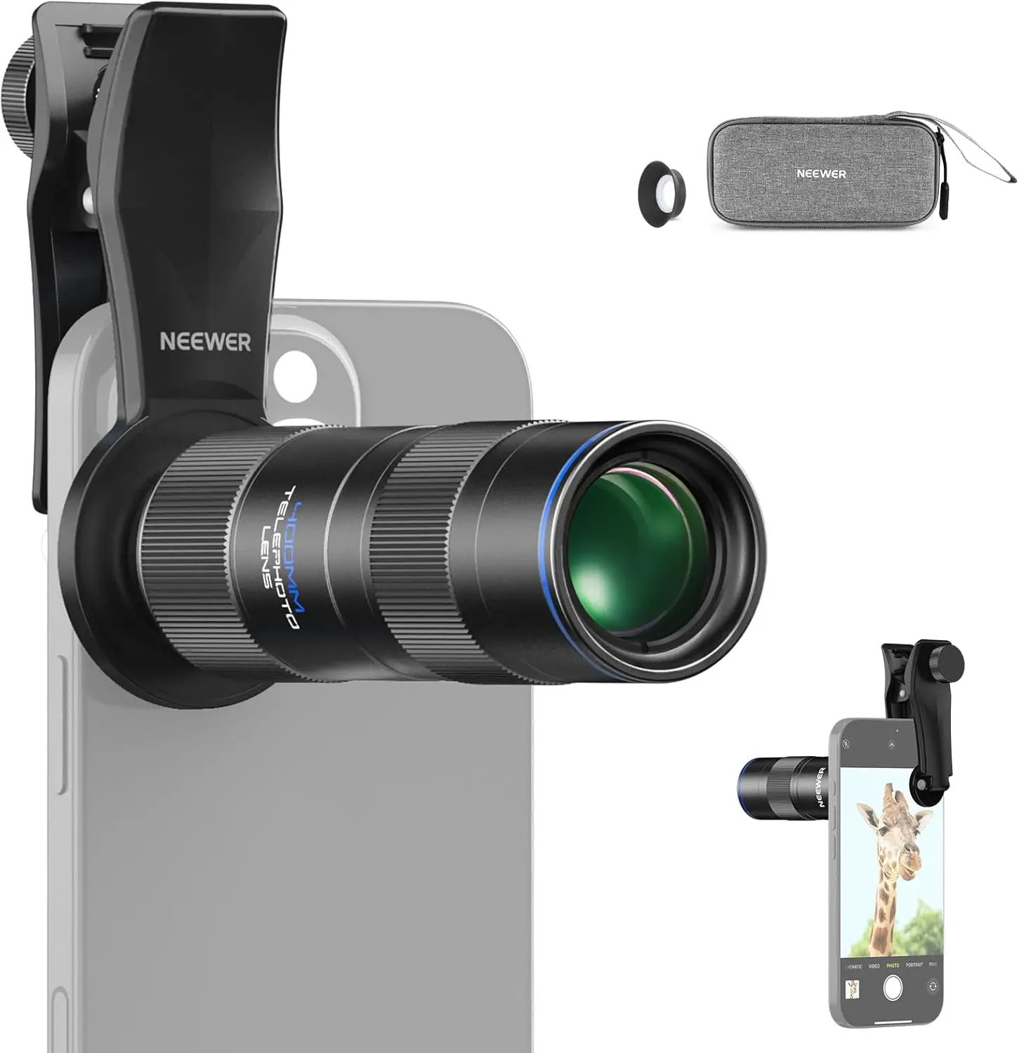 fotogear 2X Telephoto iPhone 望遠 400mm NEEWER 400mm Telephoto Phone Lens 2x Macro for iPhone Samsung