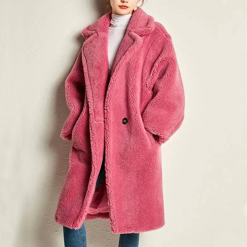 New Women Fashion Faux Fur Over Coat Girl Leisure Solid Teddy Color Jacket Over Size Parkas Jacket Teddy Winter Coat Women