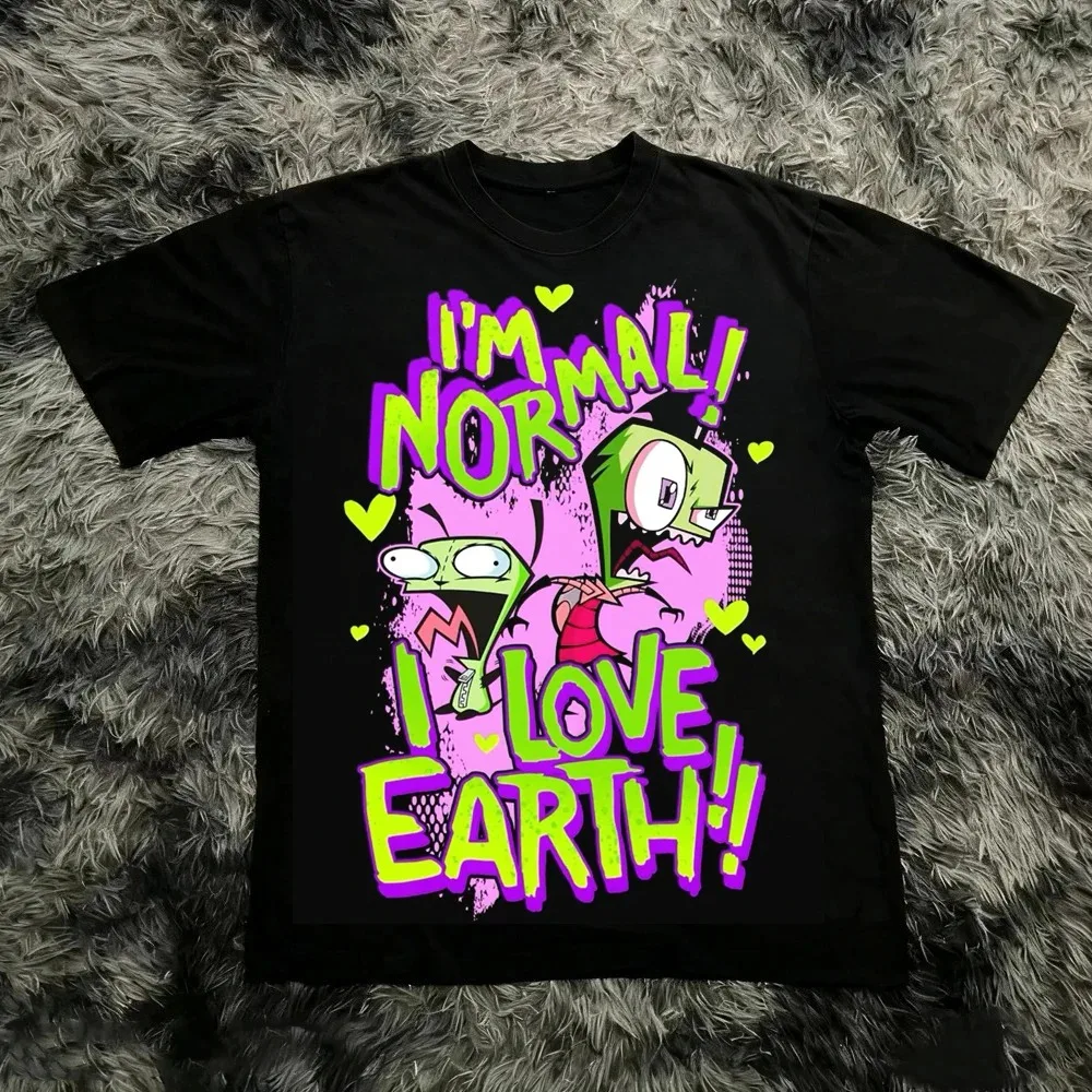 T-shirt Invader Zim GIR Anime, imprimé avec un personnage alien mignon, pour garçons, filles, hommes, femmes, haut décontracté en coton pour l'été