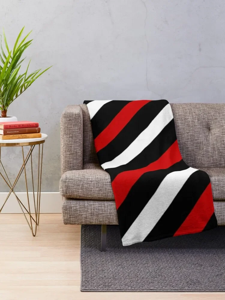 BLACK AND WHITE AND RED STRIPE FOR INTERESTING INTERIOR DECOR AND TREND CLOTHING STYLES Throw Blanket Custom Blankets