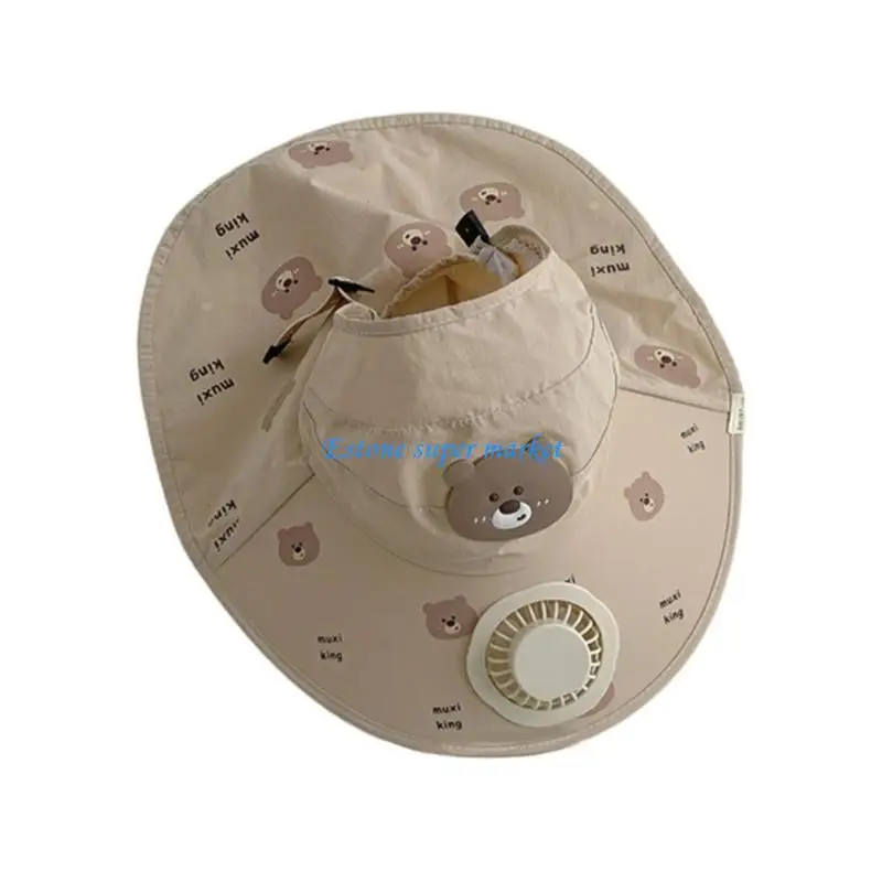 090B Child Cooling Sun Hat with Built In Fan UPF50+ Quick Drying Sun Hat Breathable Sun Hat with Fan for Beach & Camping